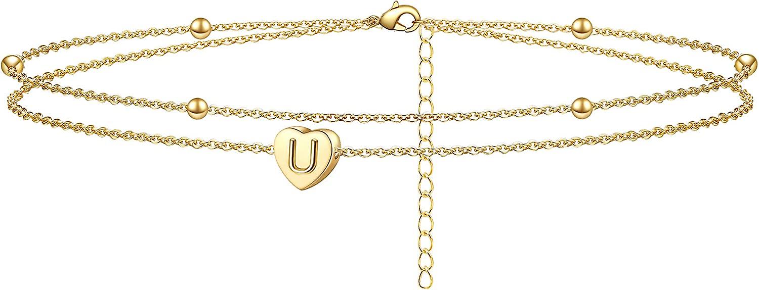 OIDEA Damen Doppelkette Armband Mit Herz Charm - Verstellbare Layered Armkette