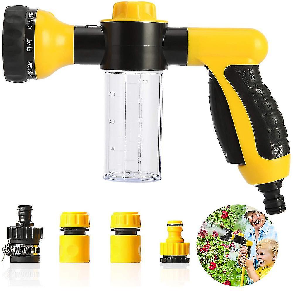 Garden Hose Nozzle Car Wash Foam Water Sprayer With Dispenser 8 Modes Adjustable Hose Water Blaster