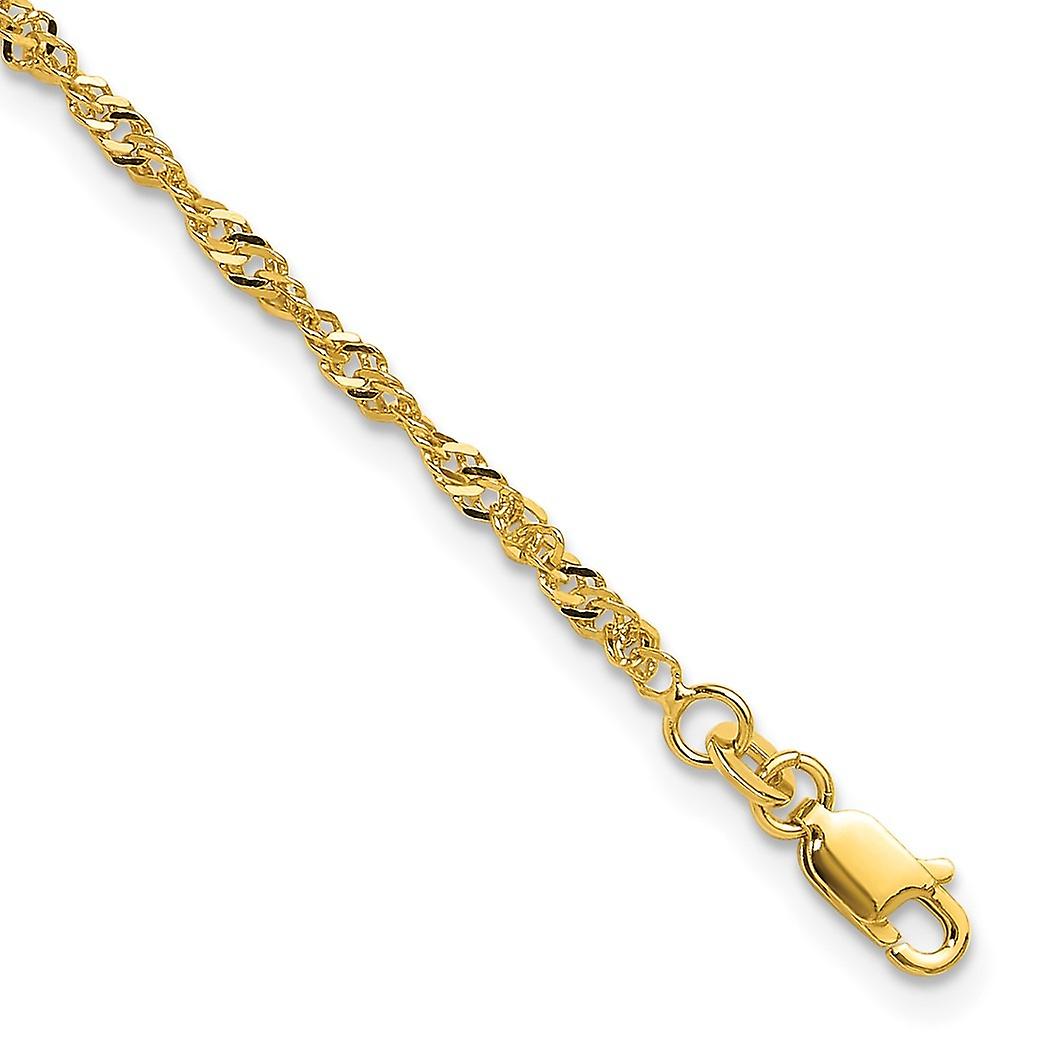 3mm 925 Sterling Silver Gold tone Sparkle Cut Polished Plus a 1in Extension Anklet 9 Inch-Anklet for Women