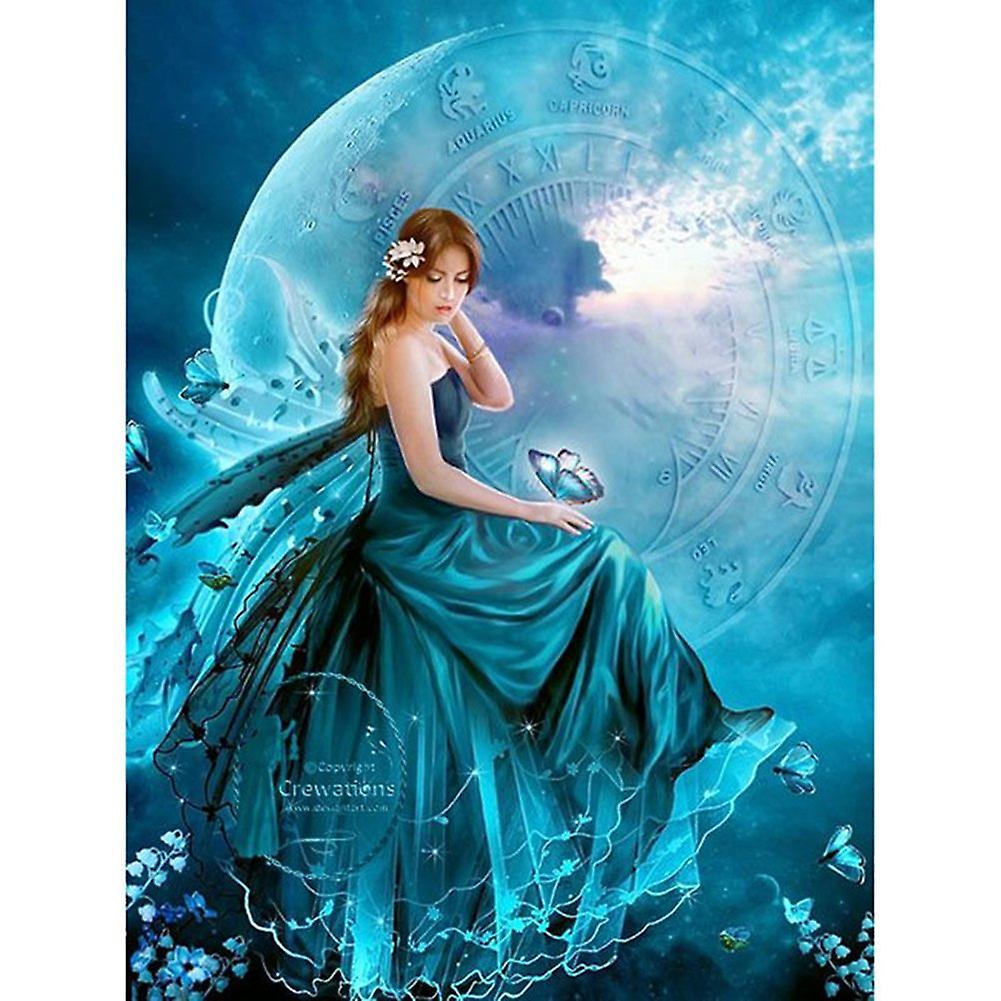 5D DIY kit Rhinestone Crystals Embroidery Kit Arts Home Wall Decor Craft (Lake Blue)