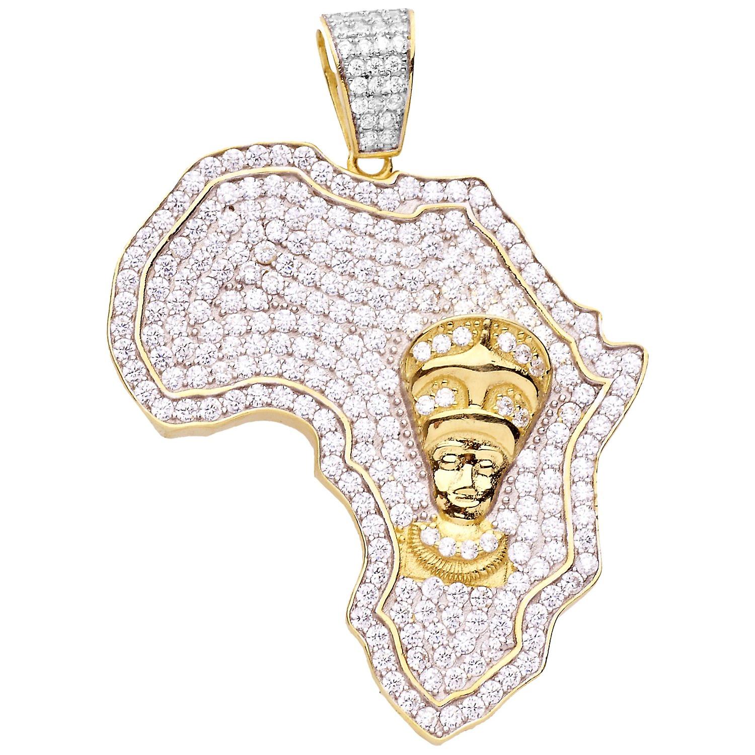 高级 Bling 925 英镑银非洲吊坠金