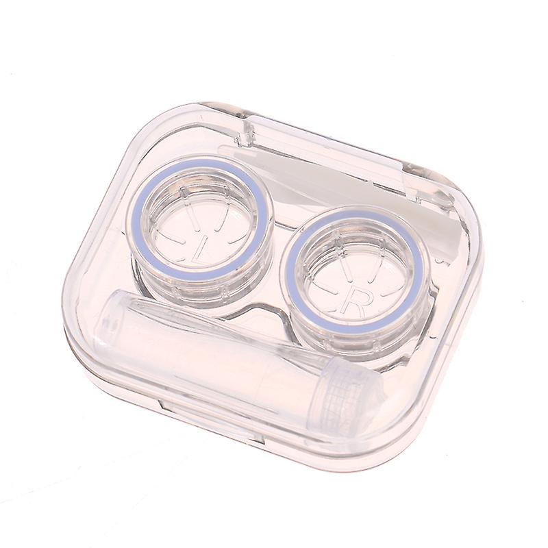 Transparent Portable Contact Lens Case With Rubber Band For Travel Lenses Box