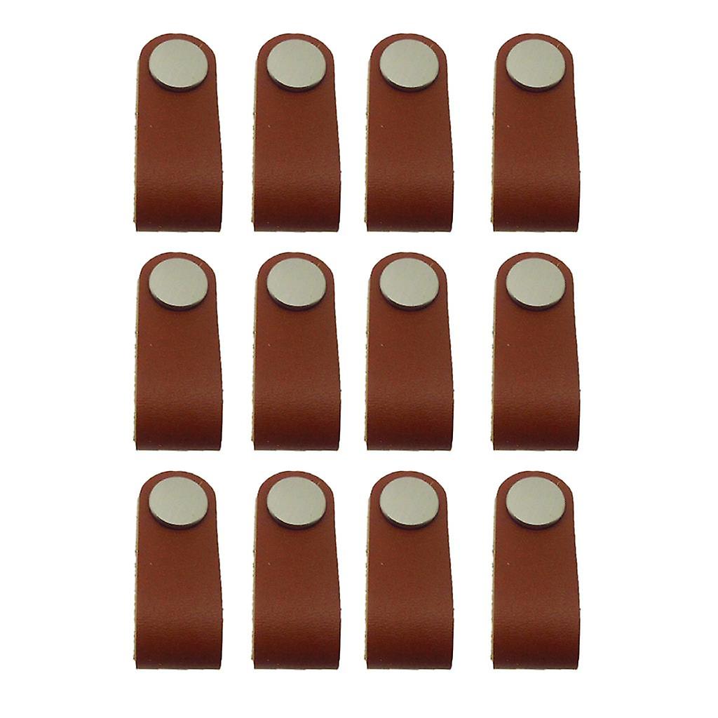 12x Handmade Leather Suitcase Handle Drawer Cabinet Leather Handle Pulls A