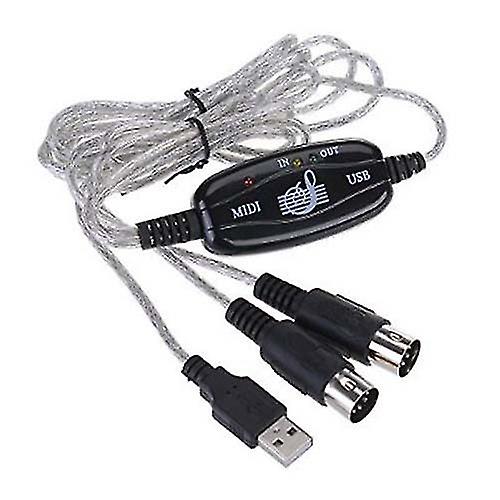 Usb In-out Midi Cable Converter Pc To Music Keyboard Adapter Cord 1.8m