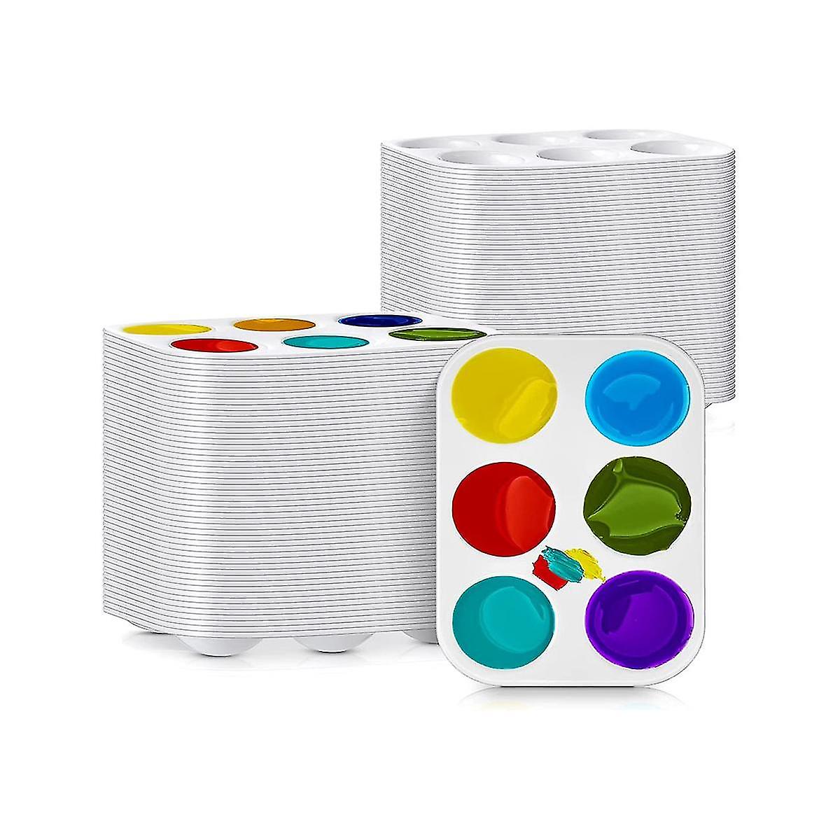 100 Pcs Palette 6 Well Palette Rectangular Student Adult Diy Craft A