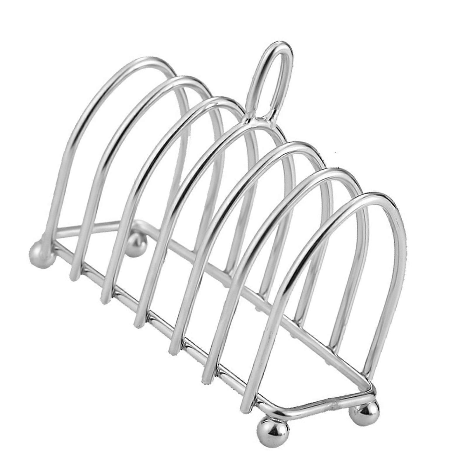 Stainless Steel Bread Rack Toast Rack Stainless Steel 6 Slice Slot Breakfast Toast Bread Rack Holder with Handle for Kitchen Bakery