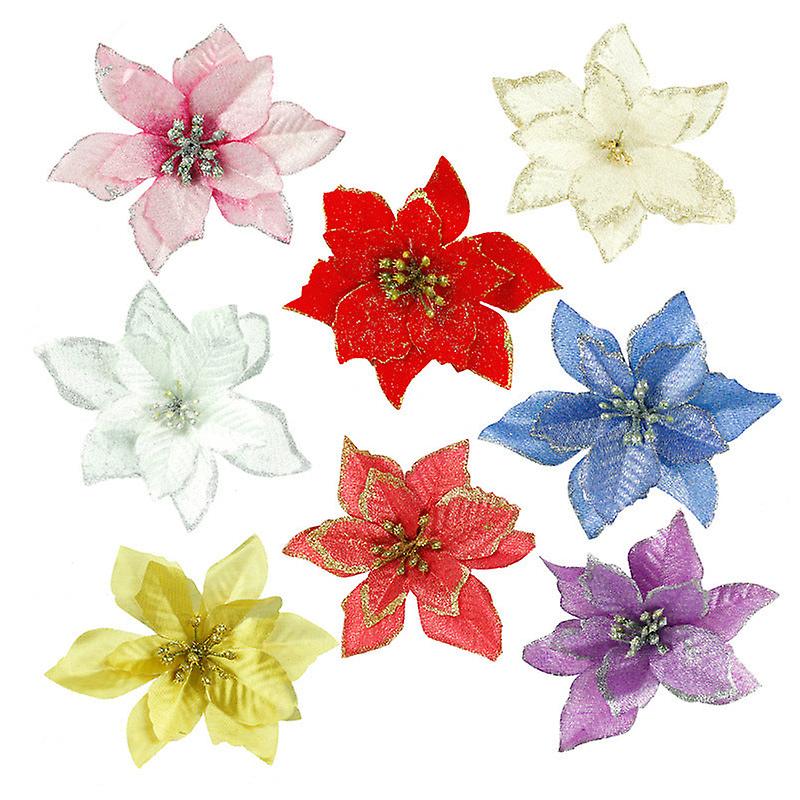 Xmas Ornaments Christmas Simulation Golden Pink Flower Tree Pendant Garland Accessories Xmas Gift