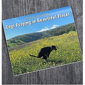 2024 Calendar, Dogs Pooping In Beautiful Places Wall Calendar, Dog Pooping Wall Calendar, Funny Wall Art Gag Humor Prank Calendar