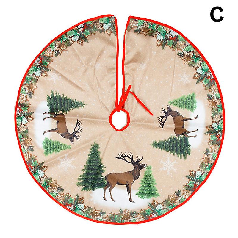 Foldable Chrstmas Elements Printed Christmas Tree Skirt Xmas Tree Decoration Home