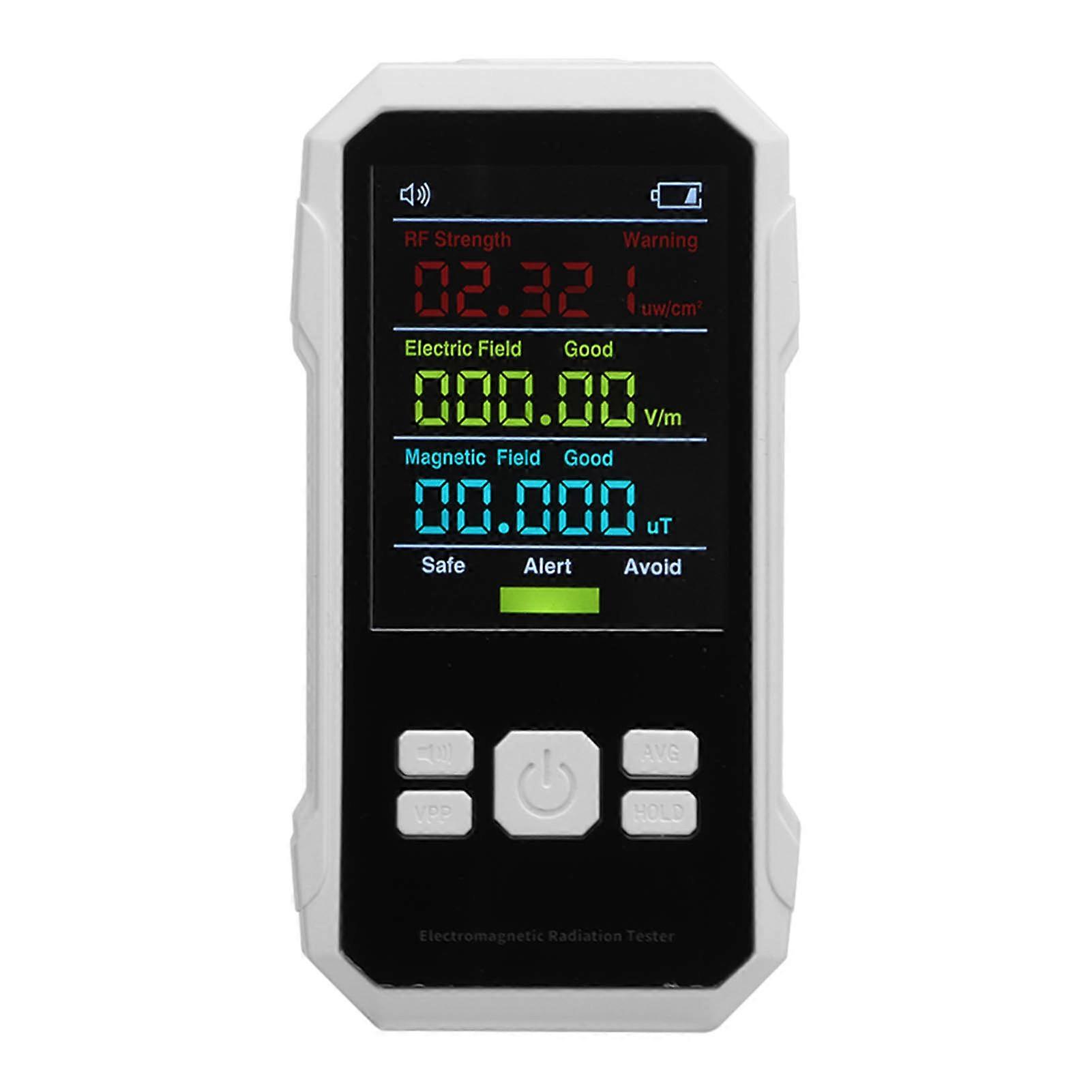 Radiation Detector RF Electric Magnetic Field Strength Detection Handheld Electromagnetic Radiation Meter White