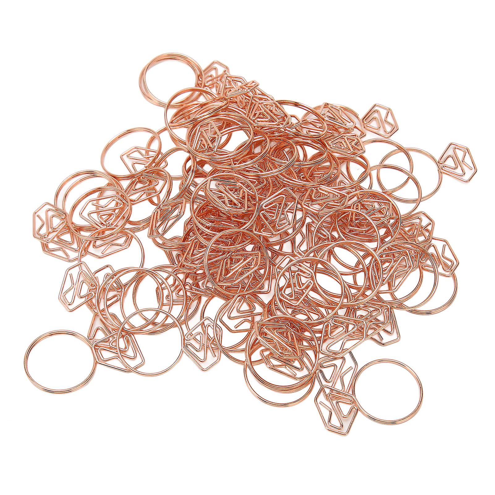 80pcs Rose Gold Ring Paper Clips - Rustproof Clips with Clear Box for Office Use