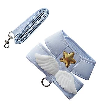 Cat Harness Leash Adjustable 4 Season Universal Cute Angel Wings Cat Vest Harness with 1.5m Traction Rope for Kitten Light Blue XXL (4-6kg / 8.8-13.2l