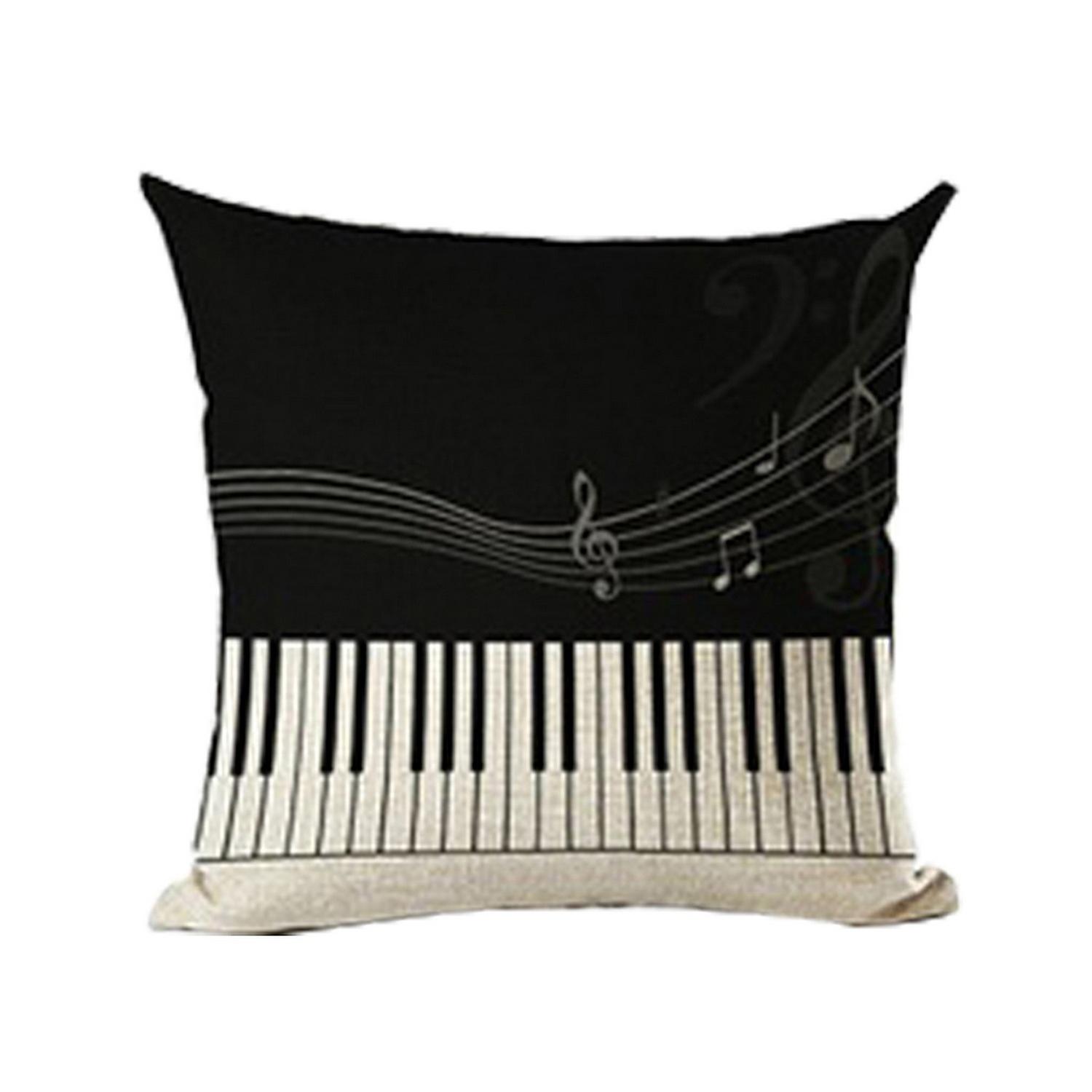 Music Series Note Printed Linen Square Pillowcase Throw Pillow Cushion Cover
