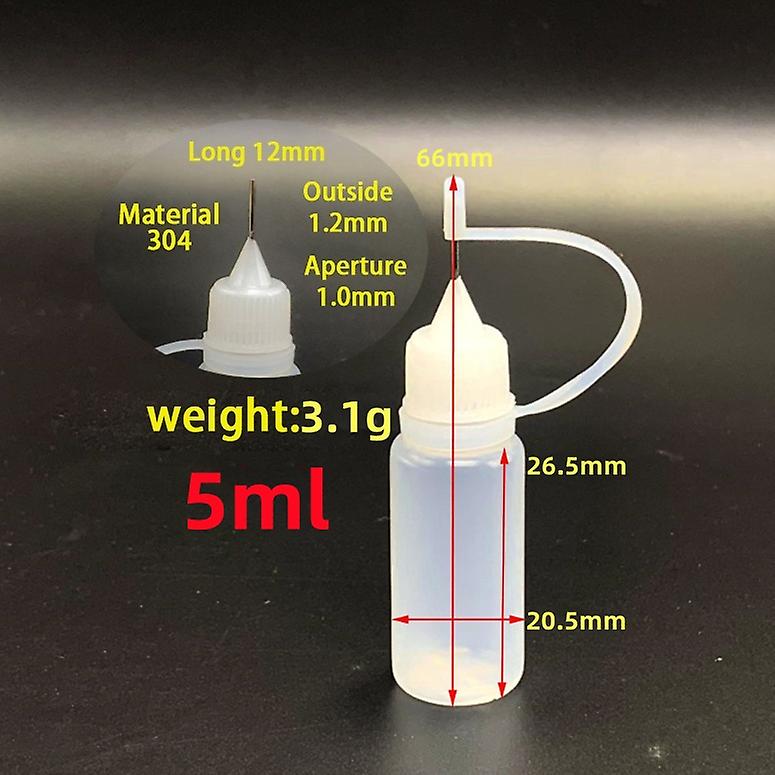 5PCS Needle Tip Squeeze Bottle Bottles Glue Applicator 5/10/20/50ml nozzle