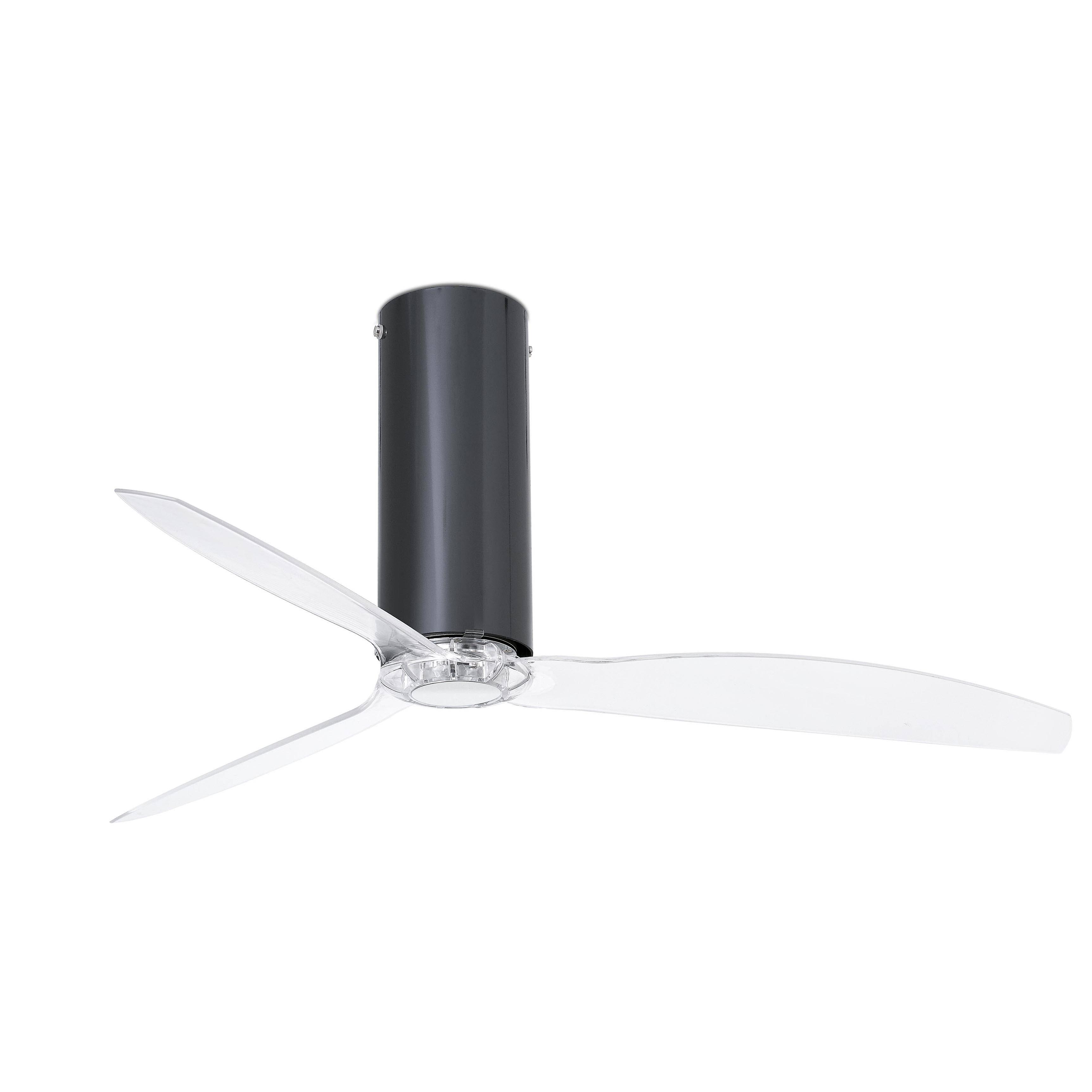 Faro Tube Medium Ceiling Fan with / without Light Clear, Black Gloss
