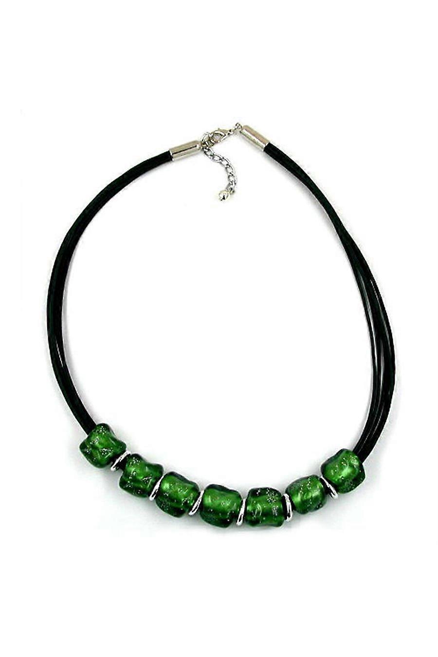 Necklace Stone Bead Green-silver 50cm - Gl02091