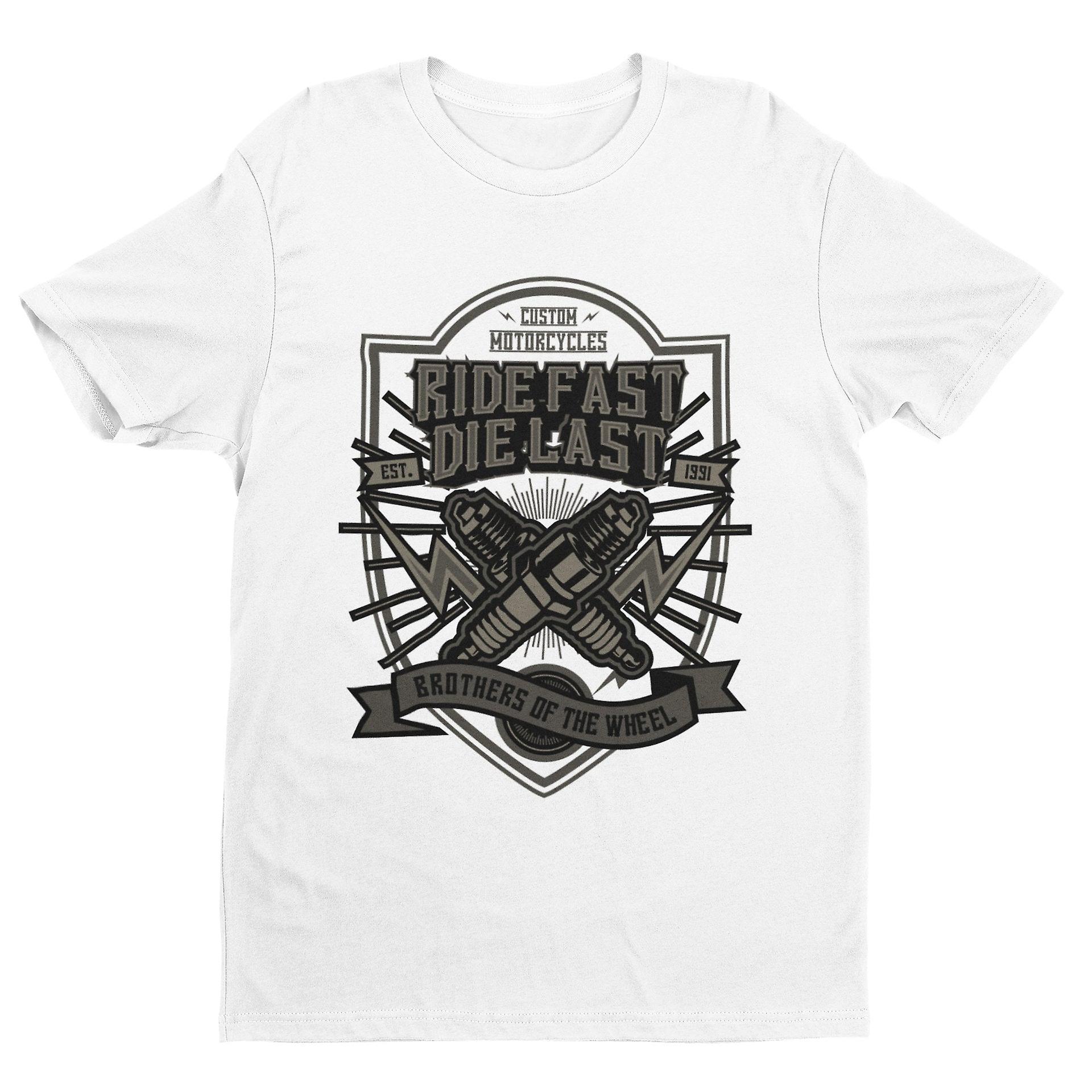 Biker T Shirt Ride Fast Die Last Brothers Of The Wheel Motorcycle Gift Idea