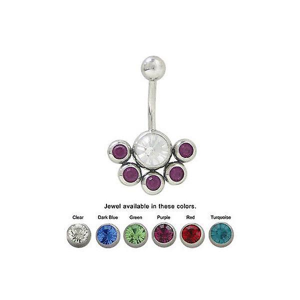 Belly button ring surgical steel with 5 jewel design