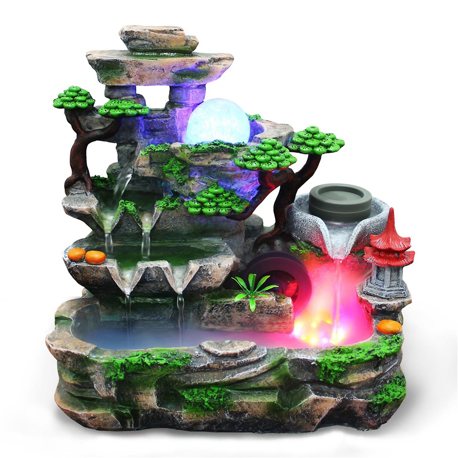 Unique Resin Desktop Water Fountain Landscape Decoration Home Ornament with Atomization EffectEU Plug 220V