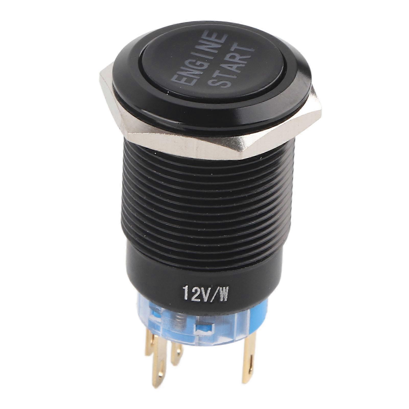 12v Waterproof Car Engine Start Push Button Switch Ignition Starter Black Zinc Aluminium Alloy