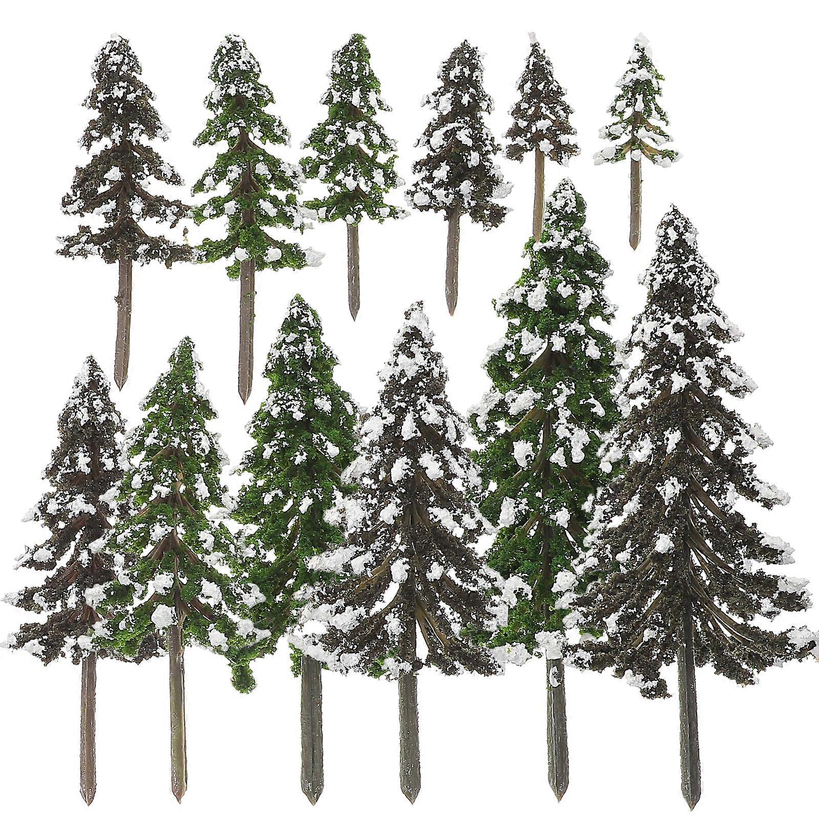 12pcs Model Trees Miniature Trees Mini Simulation Pine Tree Micro Landscape Decor