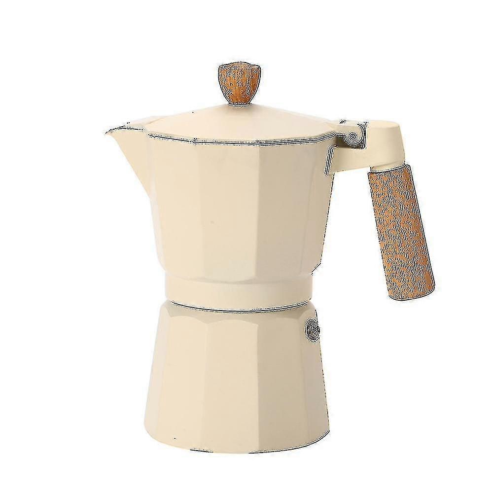 150ml Maniglia in legno italiano Moka Caffettiera pentola in alluminio (beige)