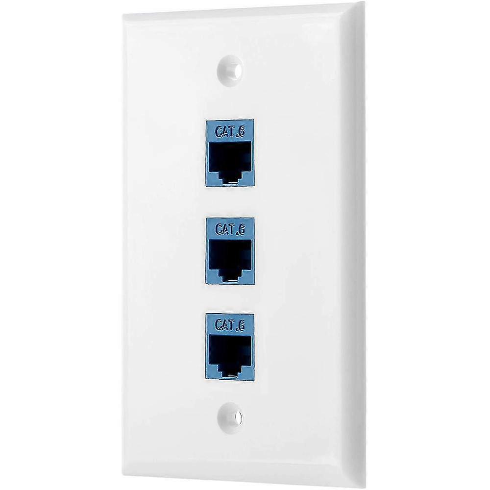 1pack 3-port Ethernet Wall Plate, Rj45 Wall Plate With Rj45 Inline Coupler Insert,cat6 Jack Wall Pl