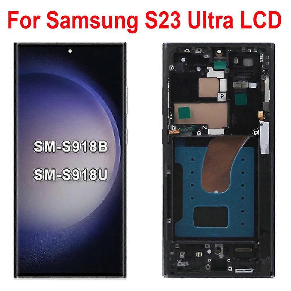 Tib For Amoled S23 Ultra Screen For Samsung Galaxy S23 Ultra S918b Lcd Display Touch Screen With Frame Support S Pen Fingerprints