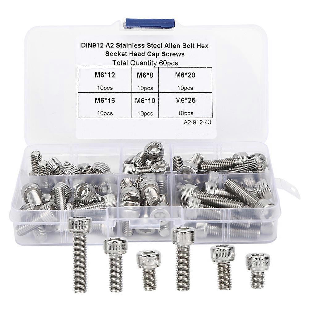 60pcs Cap Screw Set Hex Socket Stainless Steel 304 For Electronics Industry With Plastic Box
