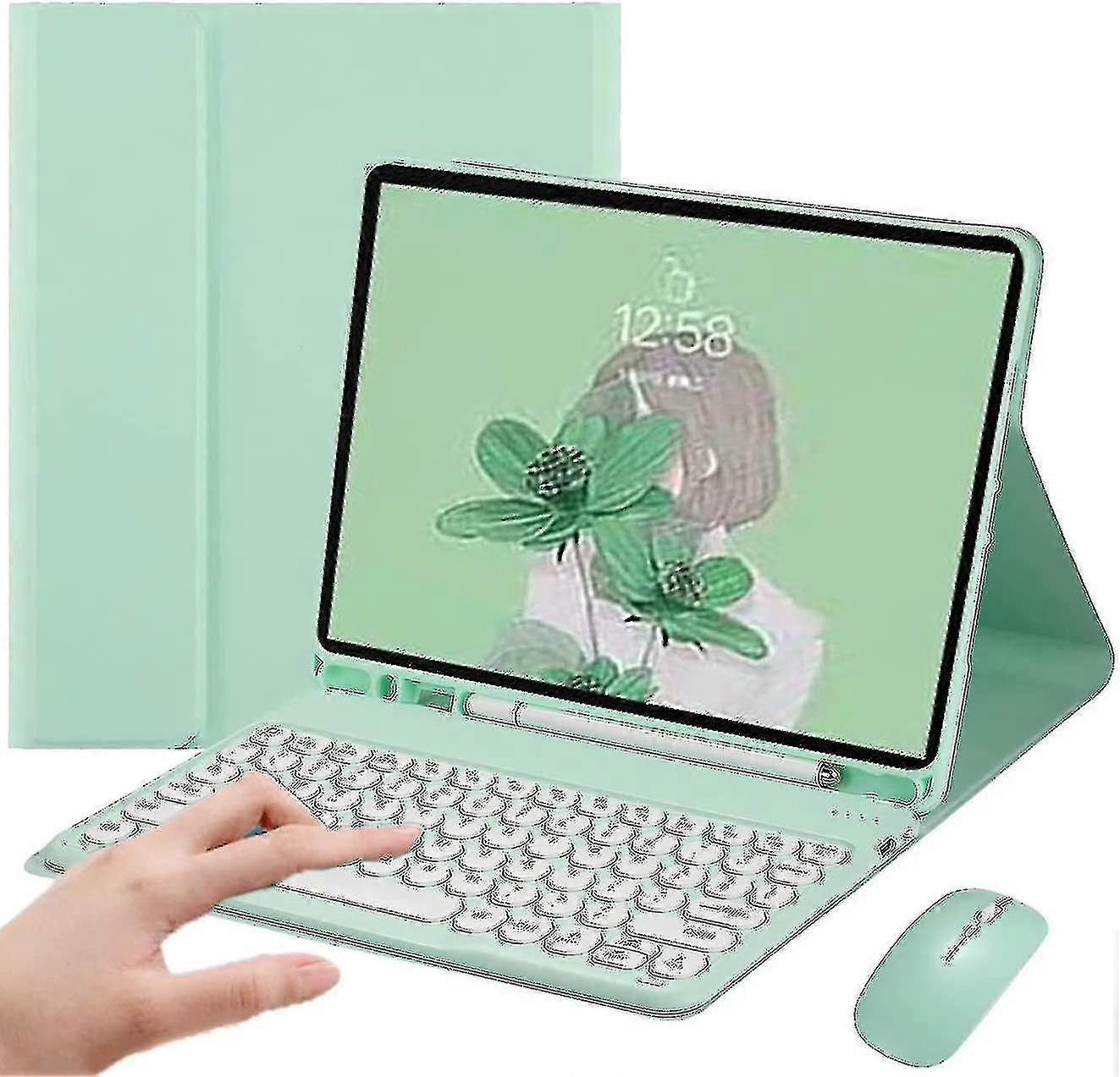 Ipad Mini 6 2021 Color Keyboard Case Mouse Cute Round Key Ipad Mini 6th Generation 8.3 Inch Wireless Bluetooth Detachable Keyboard Cover With Pencil H