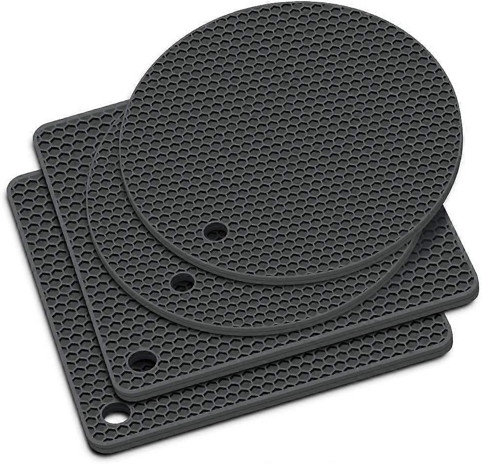 Dessous de plat en silicone - Supports de casseroles, tapis de séchage, coussins chauffants Sous-verres antidérapants durables Tapis résistants à la chaleur (rouge)