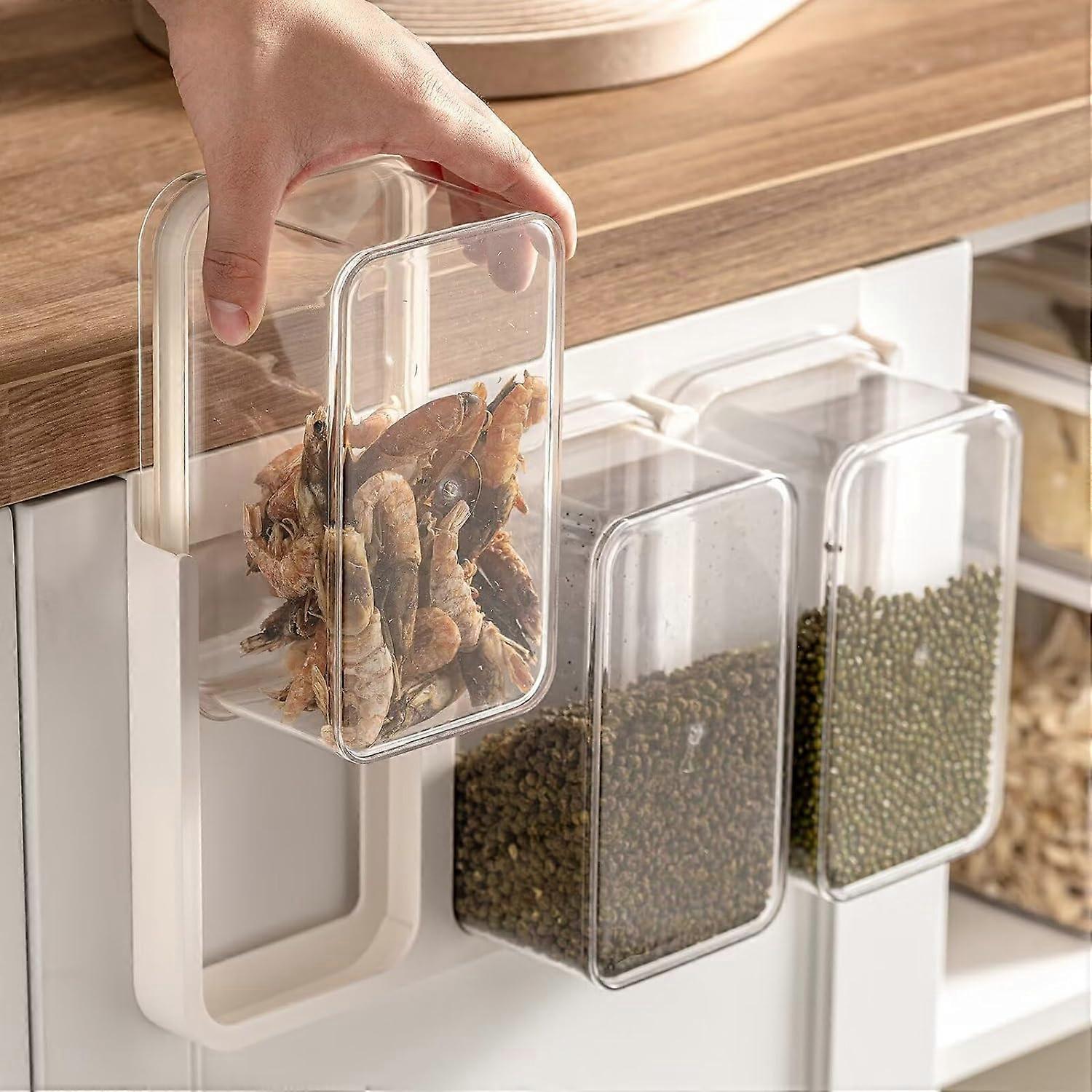 Food storage box with lid, flour and sugar storage container, with track slide