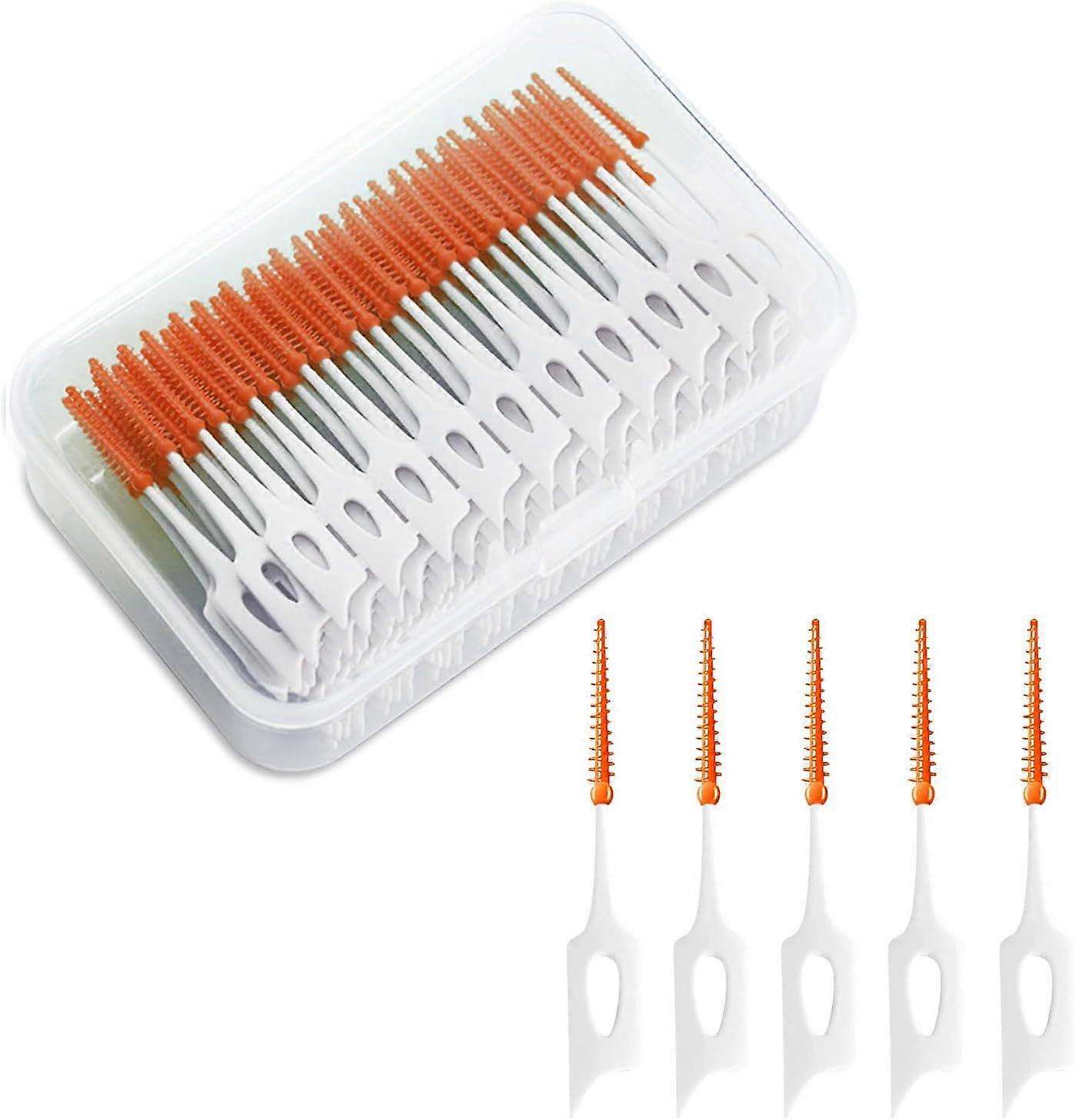 200 Pièce Brossette Interdentaire Adaptative En Silicone Souple, Bâton De Fil Dentaire Portable À Double Usage Pour Outil De Nettoyage