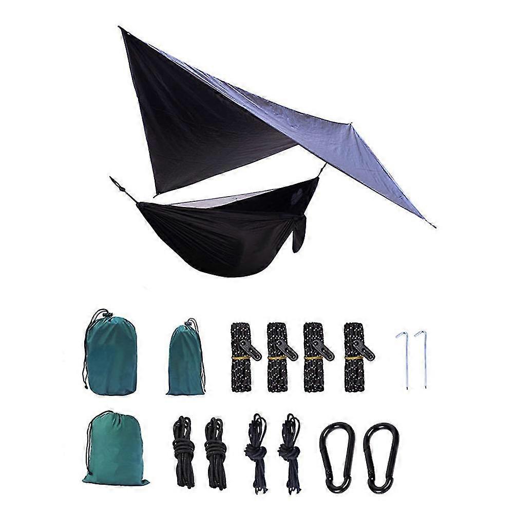 Camping Mesh Hammock Canopy Hanging Double Hammock With Mosquito Net And Rain Fly Tarp Outdoor