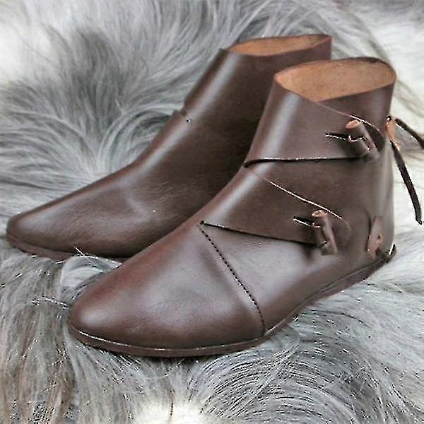 في العصور الوسطى الفايكنج كوسبلاي بو الجلود أحذية القراصنة بالادين فارس الأمير هالوين زي للرجال أحذية يتوهم حزب الدعامة