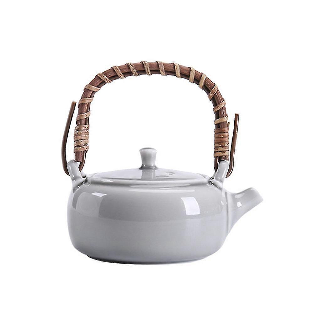 Ice Gray Glazed Teapot Household Rattan Handle Small Single Pot