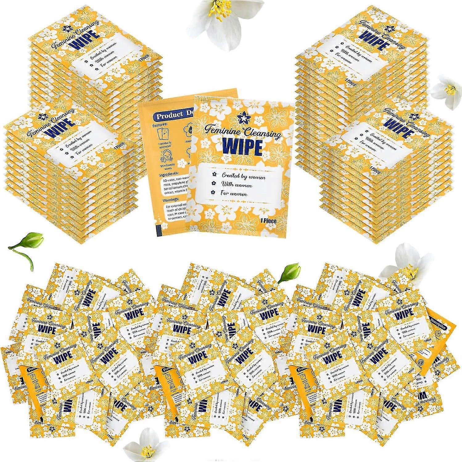 200 قطعة مناديل مبللة أنثوية للنساء مناديل ملفوفة بشكل فردي قابلة للغسل بحجم السفر مناديل شخصية مهدئة مكونات طبيعية منظفة للفيميني