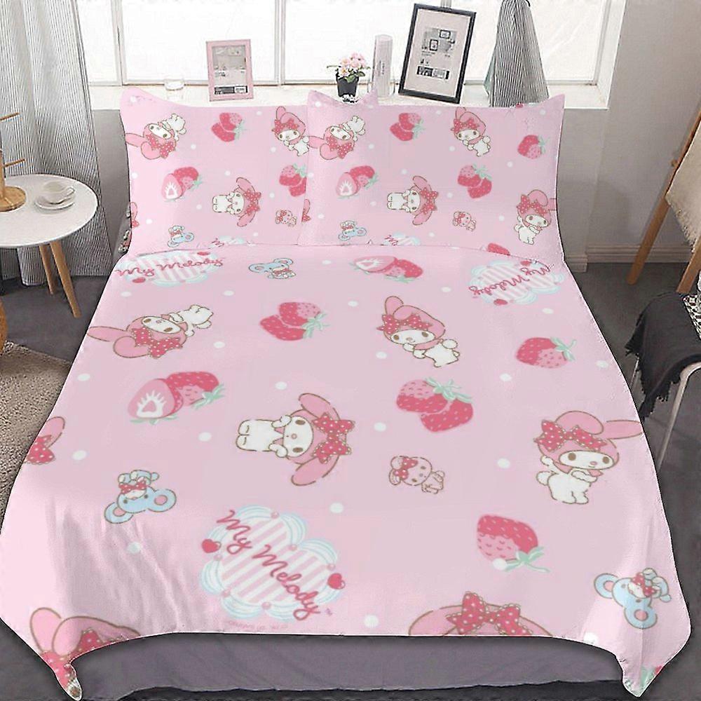 c63 Kuromi And My Melody Conjunto de Capa de Edredom Conjunto de Cama de 3 Peças Macio Quente e Confortável Conjunto de Cama com 1 Capa de Edredom e 2 Fronhas para Quarto A