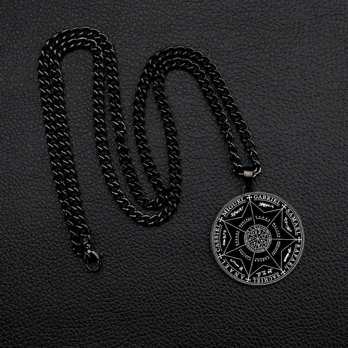 HLSS010 Seglet til syv erkeengler SACHIEL ANAEL CASSIEL MIGUEL GABRIEL  SAMAEL RAFAEL amulett rustfritt stål anheng halskjede | Fruugo NO, image size:1200x1200