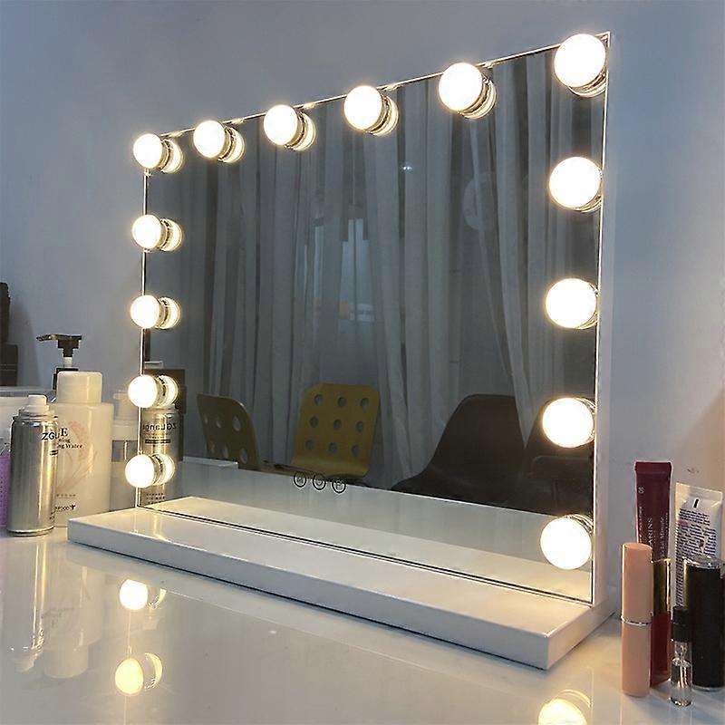 Espelho de Vaidade Hollywood Grande Espelho de Maquiagem Iluminado com 14 Lâmpadas & 3 Modos de Iluminação Espelho de Mesa de Vestir Para Quarto Closet