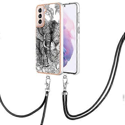 For Samsung Galaxy S21+ 5G Electroplating Dual-side IMD Mobile Phone Case with Lanyard