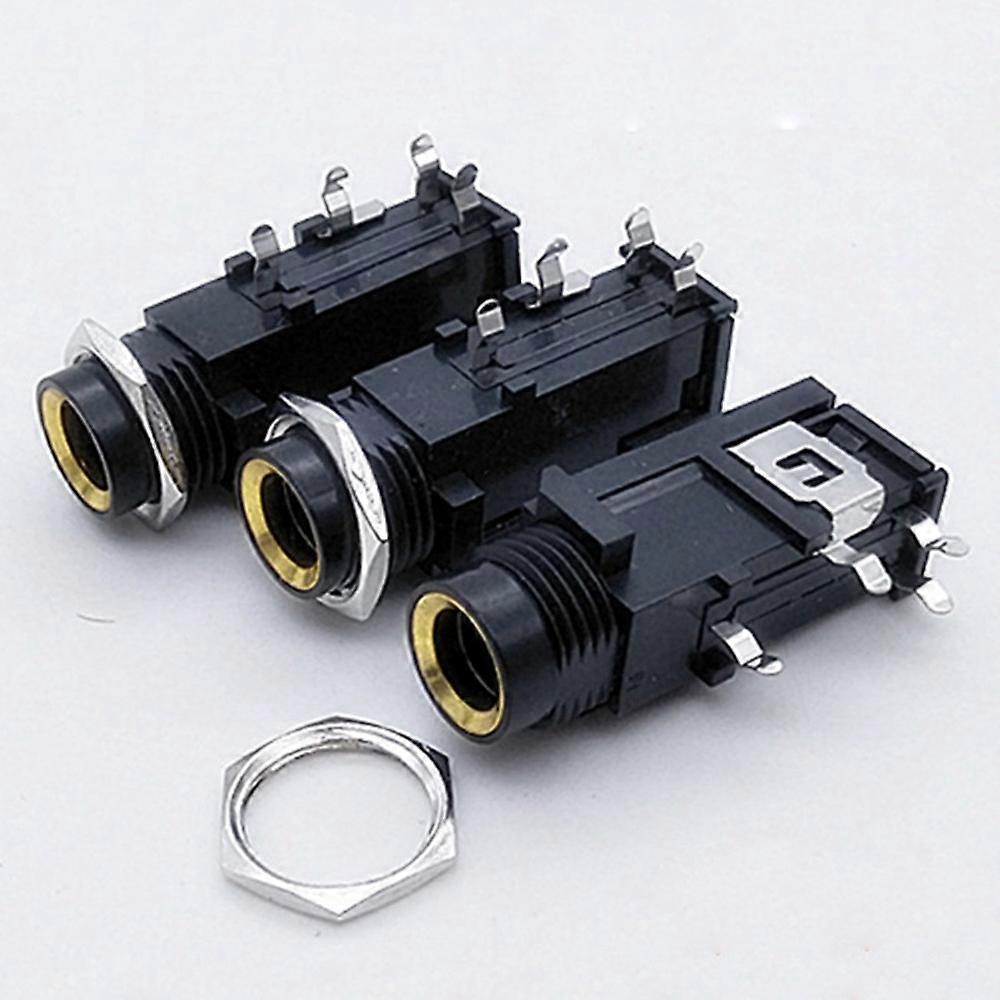 5PCS DIY 6.35mm / 6.5mmジャック金メッキ4Pステレオデュアルチャンネルマイクソケット6.35 / 6.5オーディオストレートジャックコネクタ