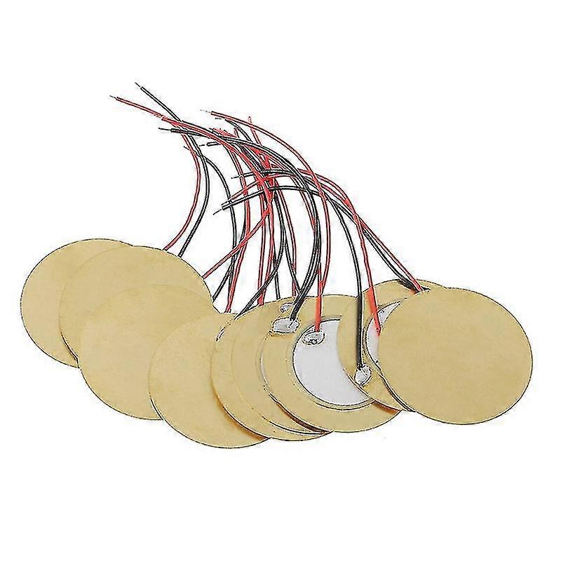 10pcs 35mm Piezo Elements Buzzer Sounder Sensor Trigger Drum Disc+ Wire Copper