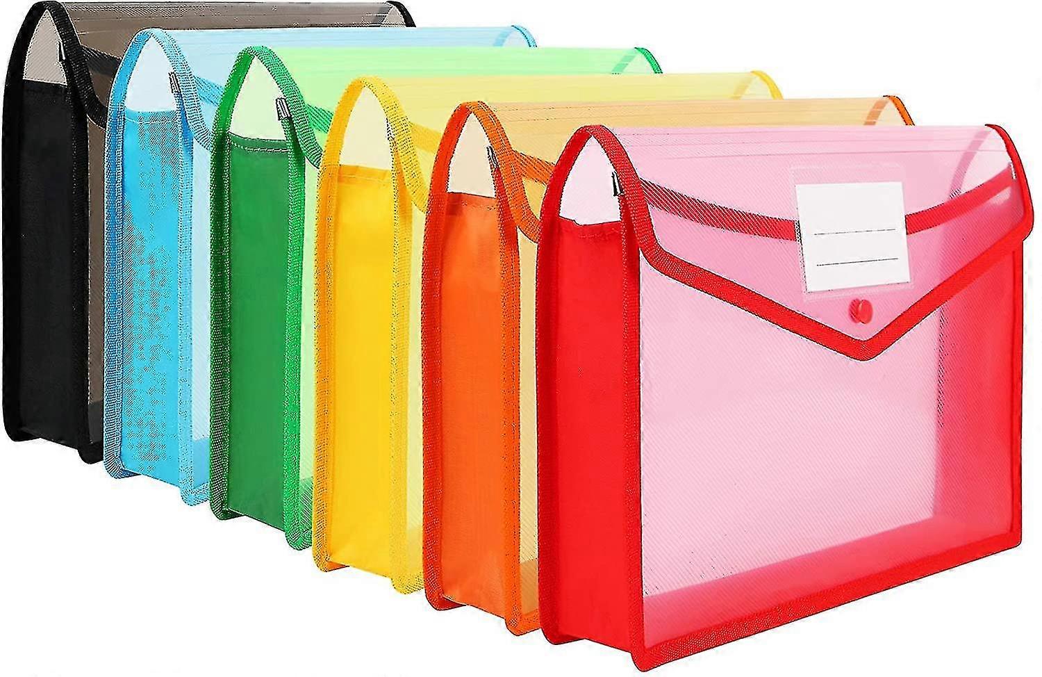 Plastic Folder, 6pcs High Quality Waterproof Clear Envelope Polypropylene Snap
