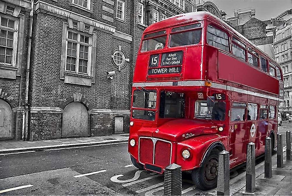 1000 Piece London Red Vintage Bus Wooden Jigsaw Puzzles Adult Size 30x20inch