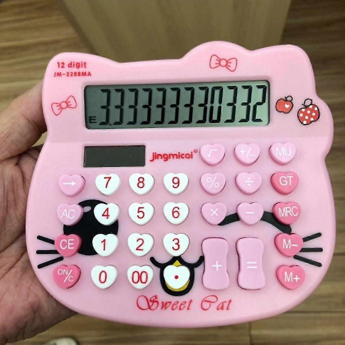 Women Calculators,creative Cute Solar Energy Calculator, 12 Digit Large Lcd Display, Handheld For Daily And Basic Office, Pink