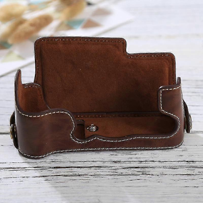1/4 Inch Thread Pu Leather Camera Half Case Base For Fujifilm X-e3(coffee)