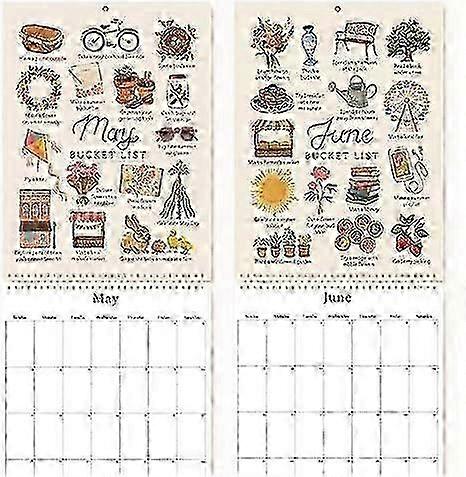 2025 Bucket List Kalender, 2025 12 Måneder Veggkalender, 2025
