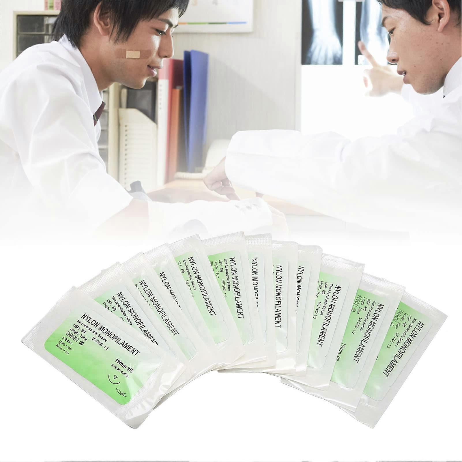 12pcs Suture Practice Thread Individual Package Suturing Thread Set with Curved Needle and Nylon Materials