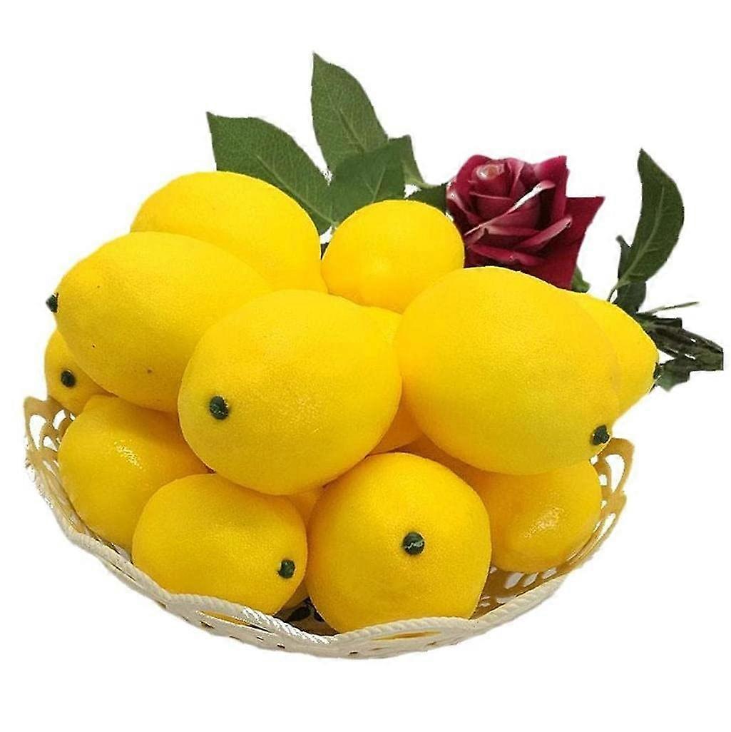 10pcs Fake Fruit Artificial Lifelike Simulation Oval Yellow Lemon Set